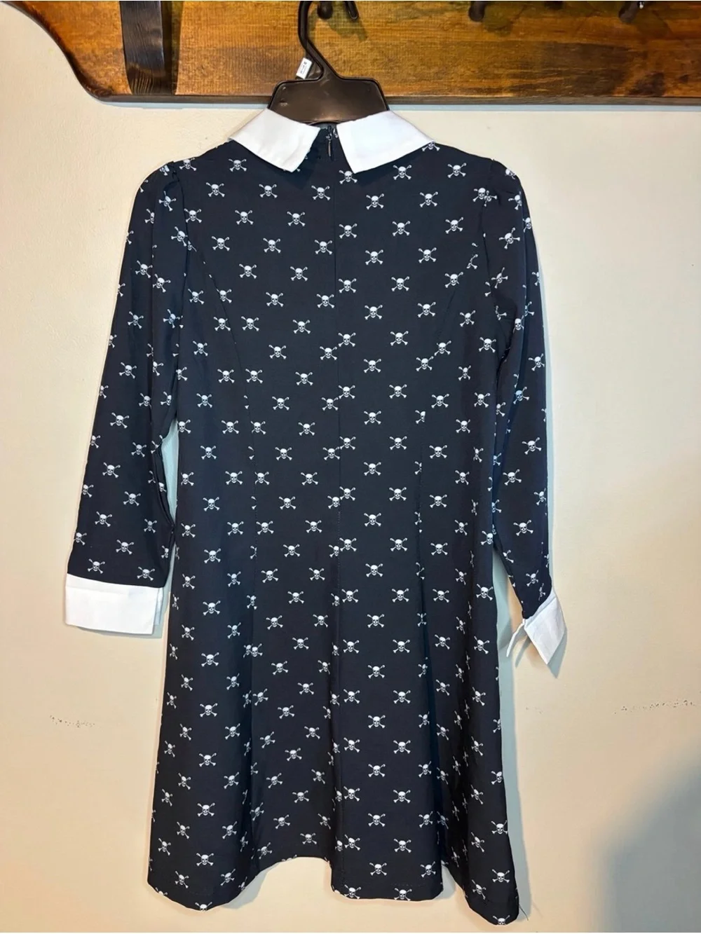 Girls Wednesday Addams Skull Print Halloween Costume Dress Size 8/10